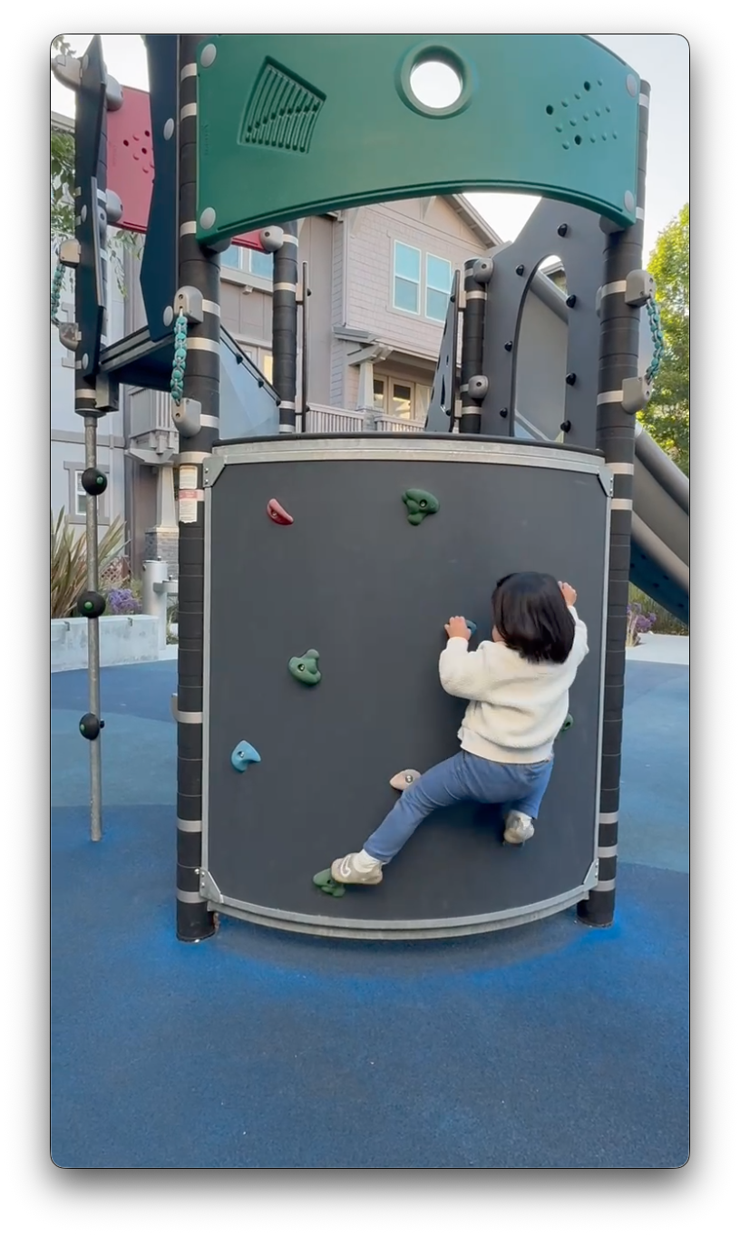 Rhea Conquers the Wall (Age 2½)